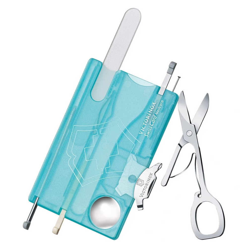 Швейцарская карточка Victorinox SwissCard Nailcare, 13 функций, полупрозрачный бирюзовый 0.7240.T21