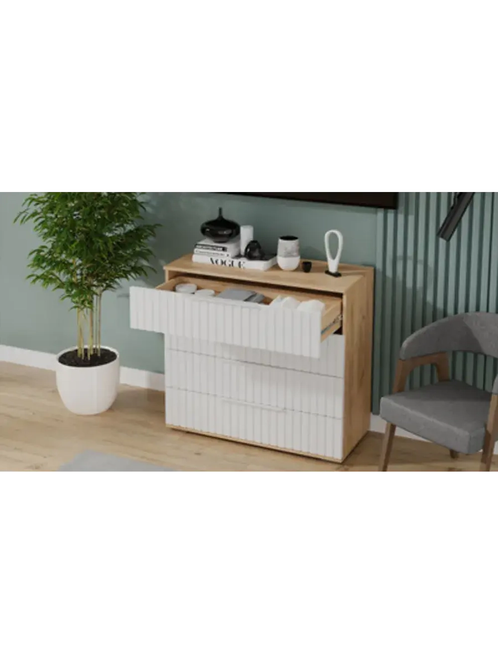 Комод для одежды Белый матовый 4 ящика 92х41х84 см