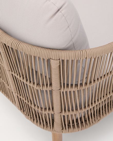 Двухместный шезлонг Catalina из бежевого шнура и массива акации Испания La Forma