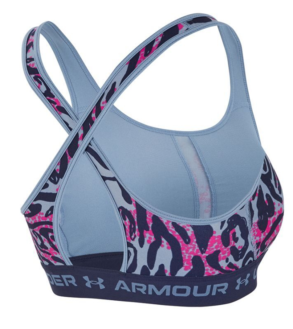 Теннисный бюстгальтер Under Armour Crossback Mid Print Sports Bra - Turquoise