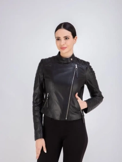 Косуха укороченная демисезонная куртка из натуральной кожи