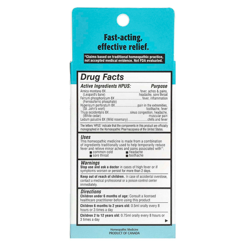 Homeolab USA, Kids Relief, жидкость для перорального применения от боли и лихорадки, для детей 0–12 лет, со вкусом вишни, 25 мл (0,85 жидк. унц.)