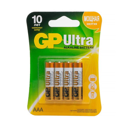 Батарейка GP Ultra Alkaline 24AU-2CR4, типоразмер ААА, 4 шт