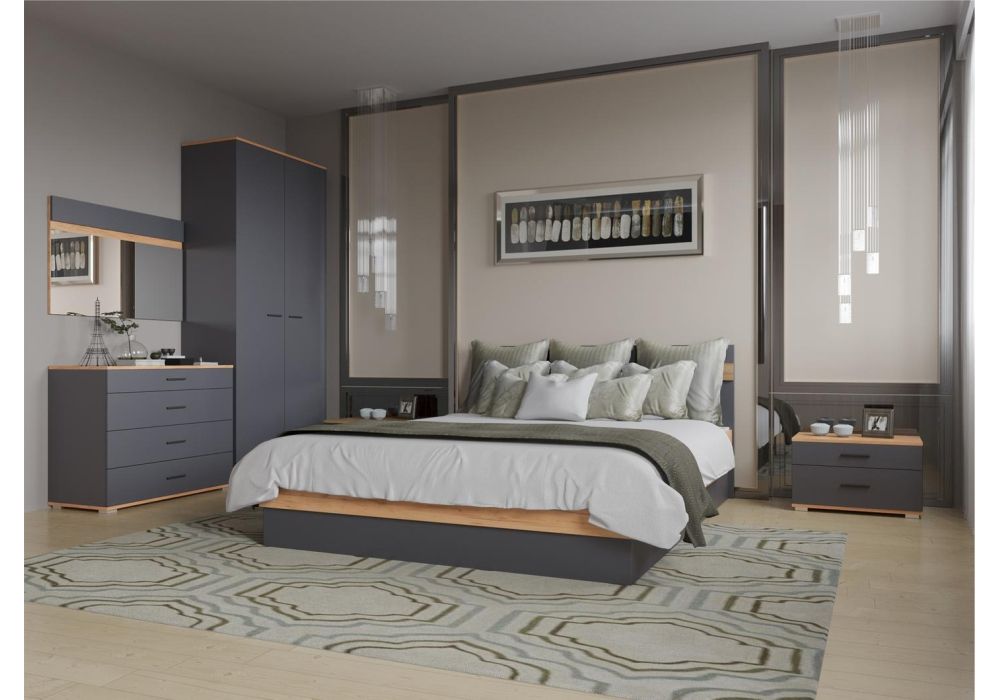 Комод Кассандра 92 дуб крафт золотой / антрацит