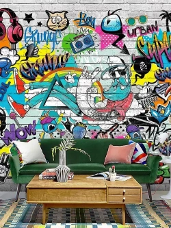 Фотообои граффити на кирпичной стене в детскую 300х270