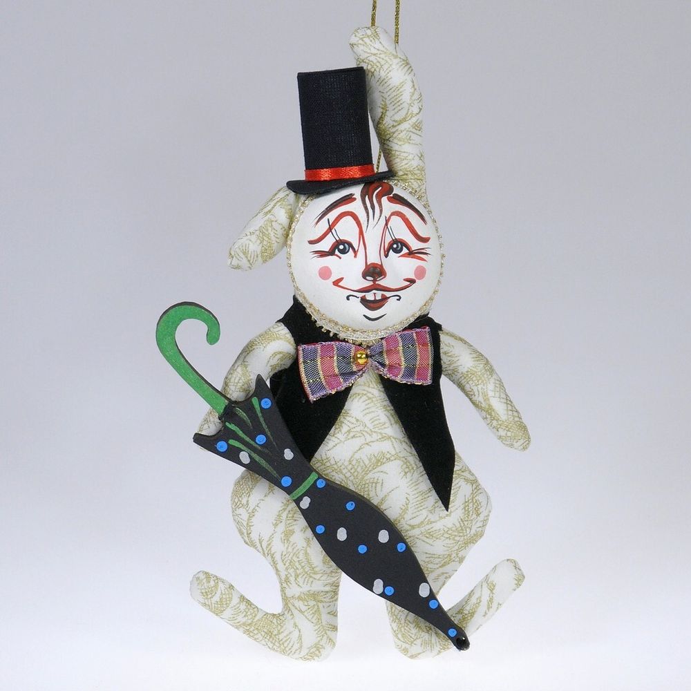 Ёлочная игрушка Кролик-франт с зонтиком