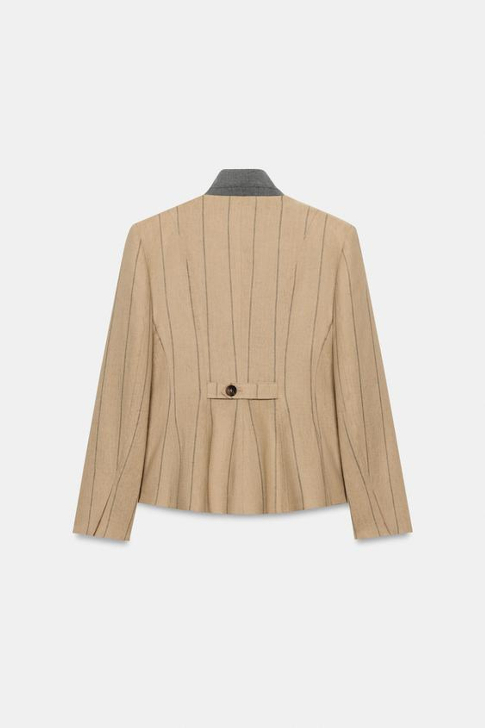 ZARA БЛЕЙЗЕР В ПОЛОСКУ ИЗ СМЕСОВОГО ЛЬНА — ZW COLLECTION, МЯГКИЙ КАШТАНОВЫЙ