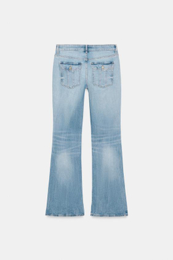 ZARA ДЖИНСЫ TRF BOOTCUT С НИЗКОЙ ПОСАДКОЙ, ГОЛУБОЙ