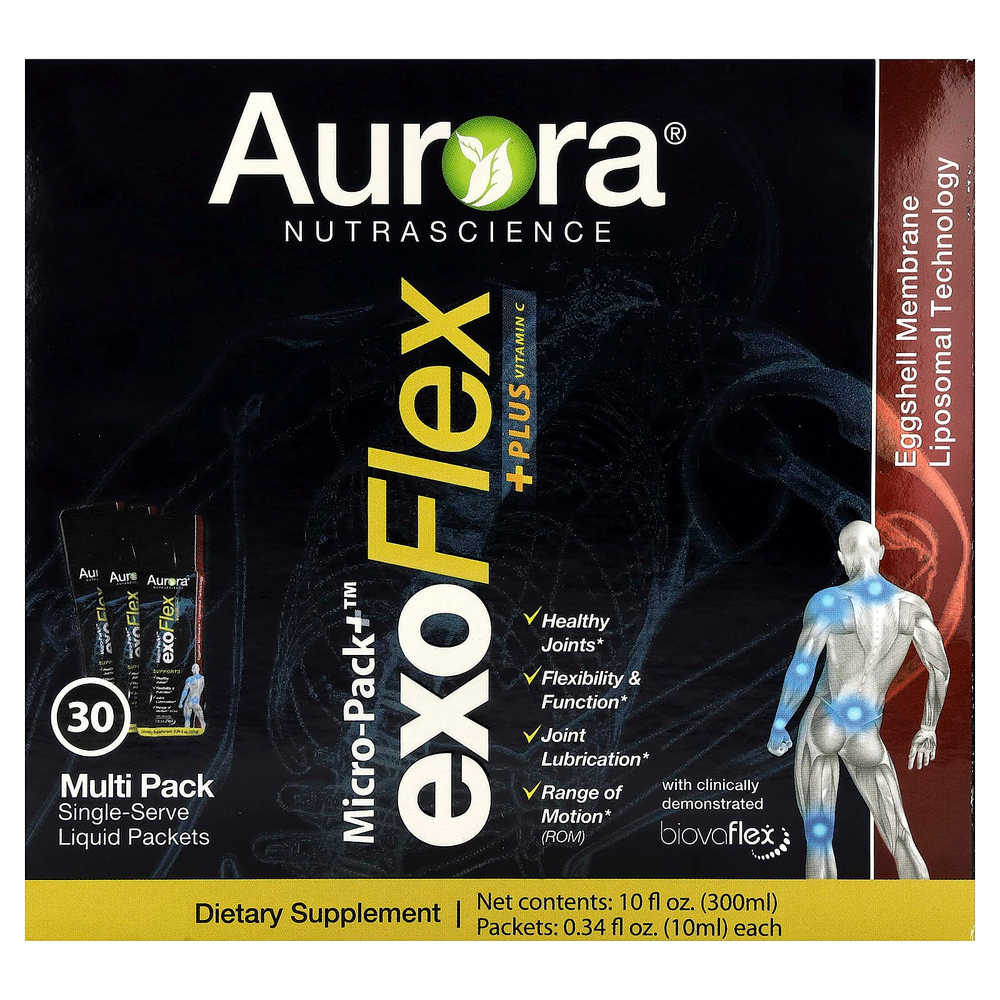 Aurora Nutrascience, Micro-Pack+™ exoFlex + витамин C, 30 пакетиков по 10 мл (0,34 жидк. унции)