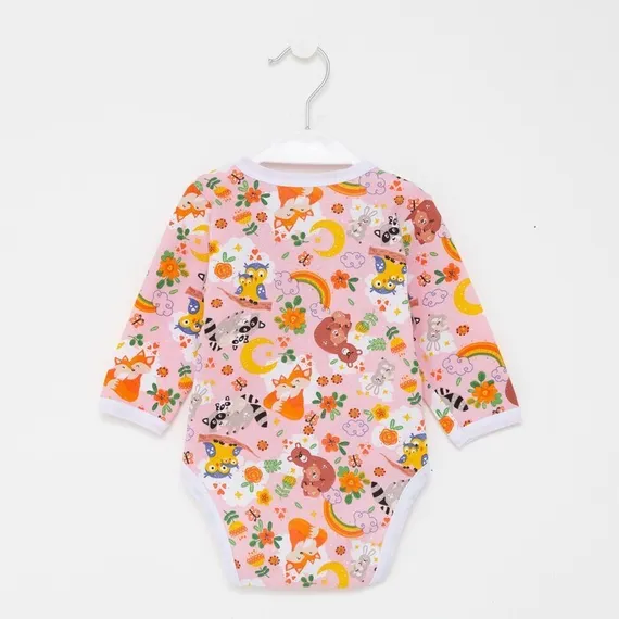 Боди детское, цвет розовый/звери, рост 68 см