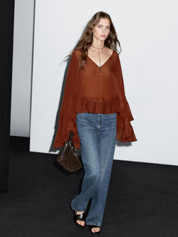 Massimo Dutti Блуза с воланами, черепичный