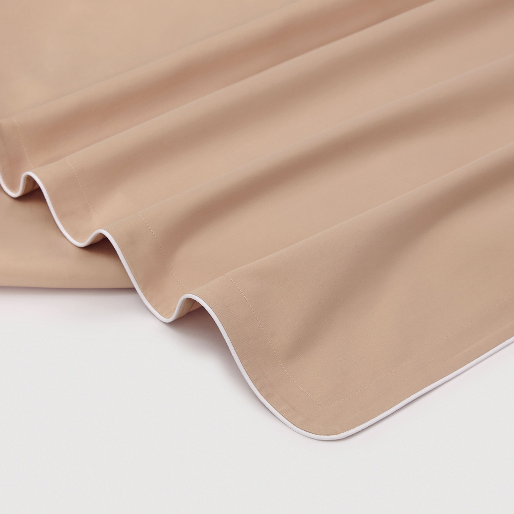 Постельное белье 2 спальное евро Сlaire&Caroll Lune+ бежевое с белым кантом