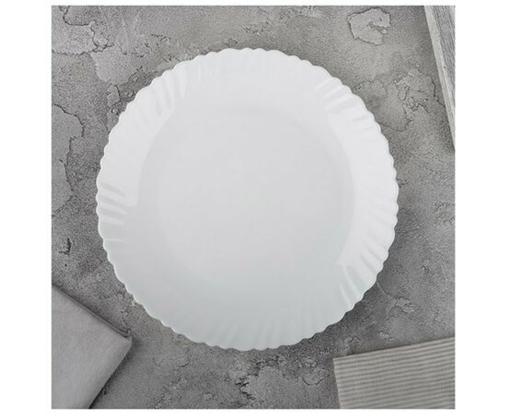 Тарелка обеденная Mallony / Маллони Dolche Vita стеклокерамическая, белая, диаметром 24см / посуда для кухни (комплект из 3 шт)