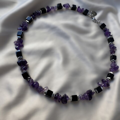 Чокер "Амулет силы и интуиции" с аметистом и агатом