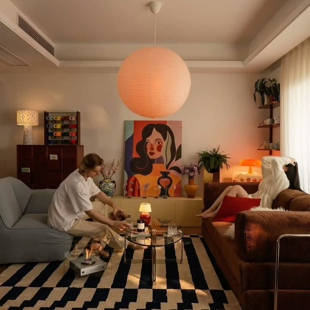 подвесная люстра в японском стиле