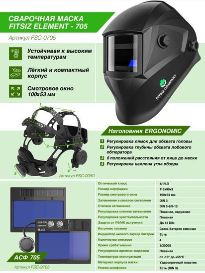Сварочная маска хамелеон FITSIZ ELEMENT-705