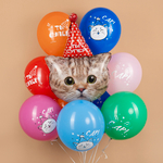 Фольгированные шары-фигуры «Котик в колпачке» в ассортименте, 74–81 см