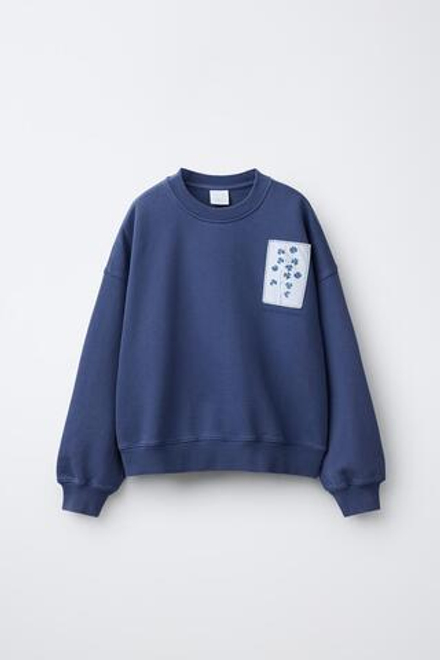 ZARA ТОЛСТОВКА С ЦВЕТОЧНЫМ ПРИНТОМ, СИНИЙ