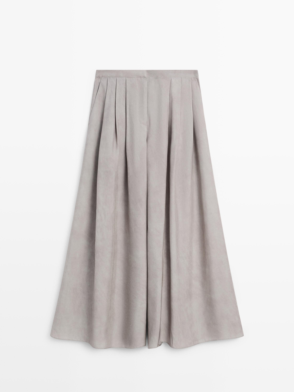 Massimo Dutti Свободные широкие брюки с вытачками, серый