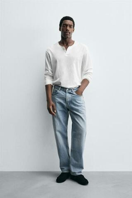 ZARA ДЖИНСЫ STRAIGHT FIT, ВЫЦВЕТШИЙ СИНИЙ
