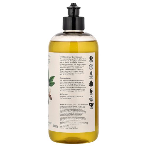 Koala Eco, натуральное средство для мытья посуды, с эфирным маслом австралийского лимонного мирта и мандарина, 500 мл (16,9 жидк. унции)
