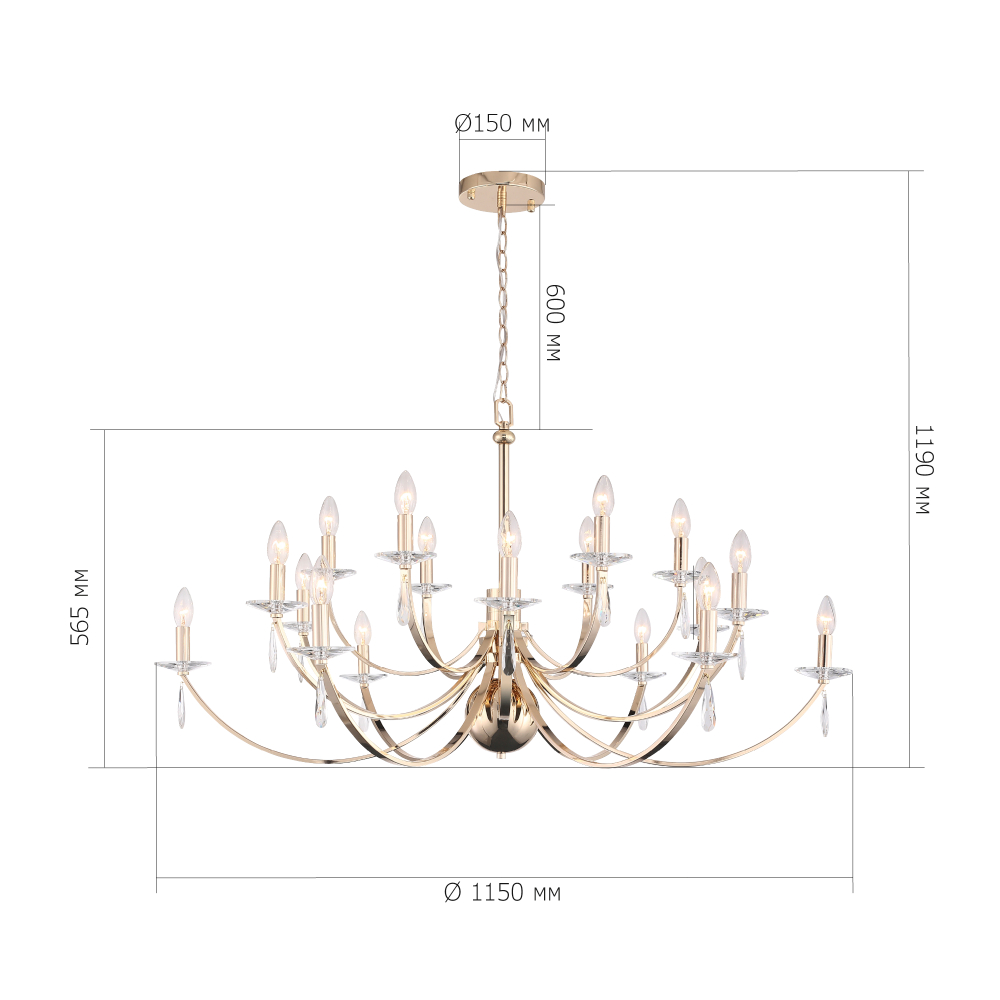 SL1405.203.18 Люстра подвесная ST-Luce Латунь/Латунь, Прозрачный E14 18*40W ЭЛЕГАНС