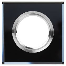 DK8 CH/BK Светильник ЭРА декор стекло квадрат MR16,12V/220V, 50W, хром/черный | Декоративные встраиваемые светильники