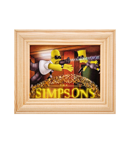 AMB-55/15 Картина «'Симпсоны» (с янтарной крошкой) дер.рамка 7х9