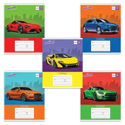 Тетрадь 12л, линия, Юнландия Авто-класс, ассорти, 1шт.