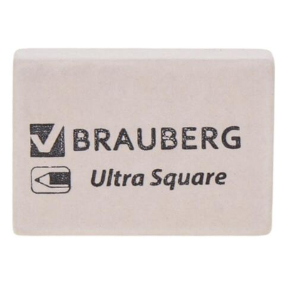 Ластик BRAUBERG "Ultra Square", 26х18х8мм, белый, натуральный каучук, 228707