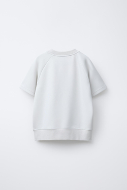 ZARA ТОЛСТОВКА В СПОРТИВНОМ СТИЛЕ С КОРОТКИМИ РУКАВАМИ, ЭКРЮ