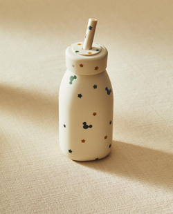 ZARA HOME БУТЫЛОЧКА ДЛЯ ДЕТЕЙ С ТРУБОЧКОЙ "МИККИ МАУС", КРЕМОВЫЙ