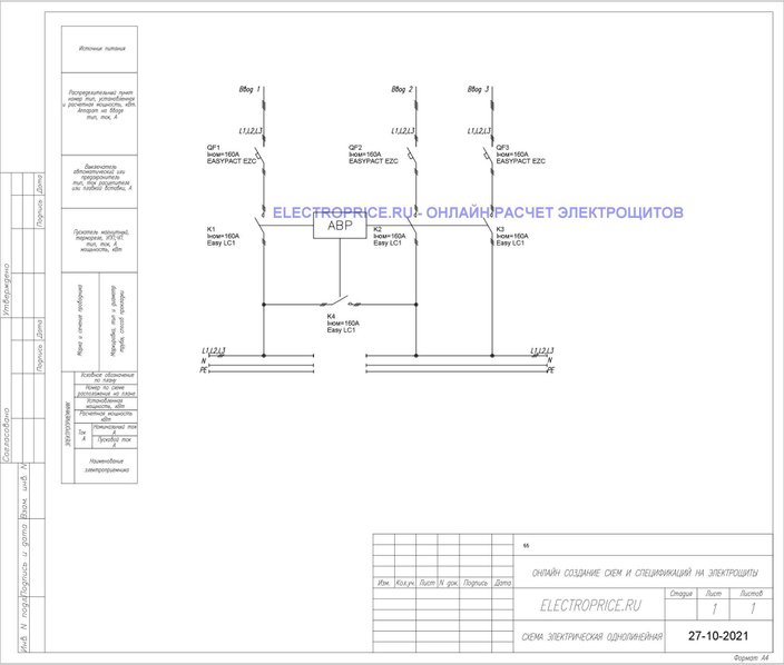 Щит АВР 160А 3 ввода IP54 с секционным автоматом Schneider Electric