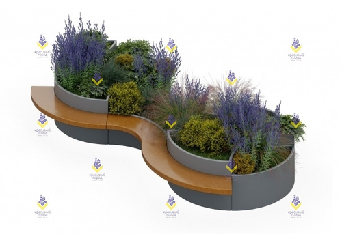 Цветочная композиция со скамейкой