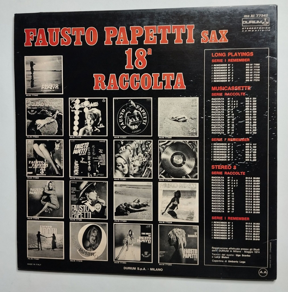 Винтажная виниловая пластинка LP Fausto Papetti 18a Raccolta (Italy 1974)