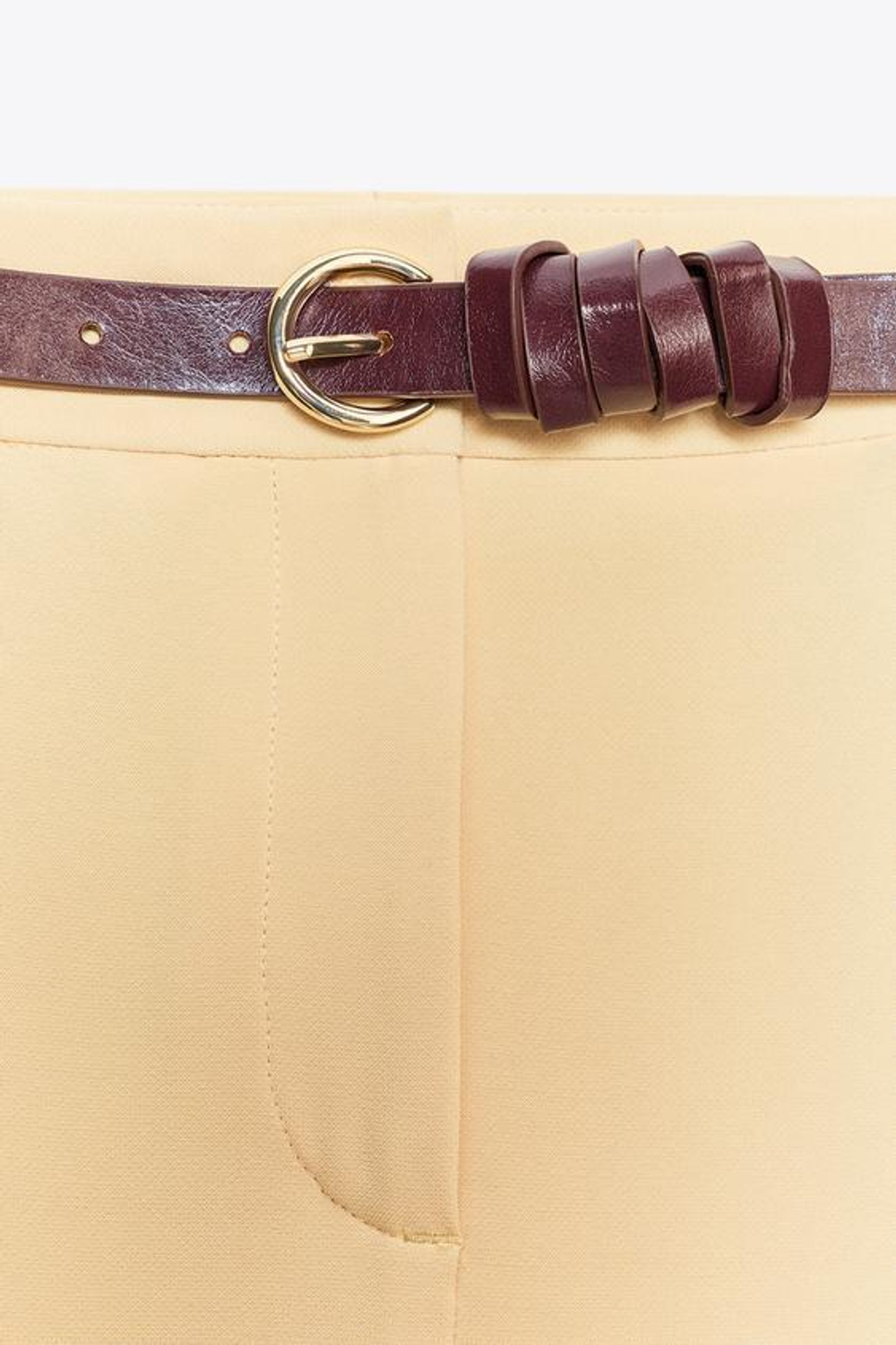 ZARA БРЮКИ-КЮЛОТЫ С РЕМНЕМ, СВЕТЛО-БЕЖЕВЫЙ