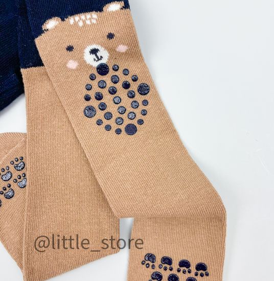 Колготки хлопковые со стоперами на коленях, Коричневый меланж