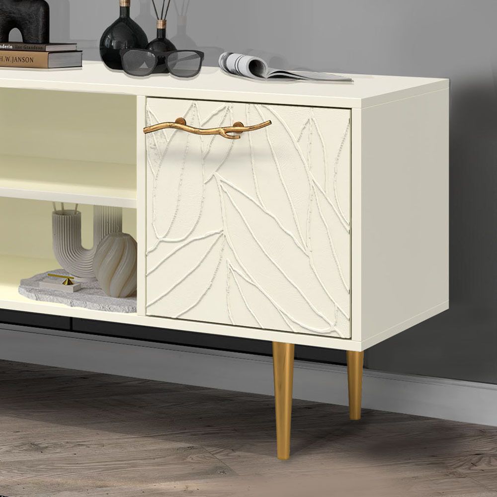 Тумба под ТВ Арт Колор leaves 117см Стайл Голд Кремовый белый