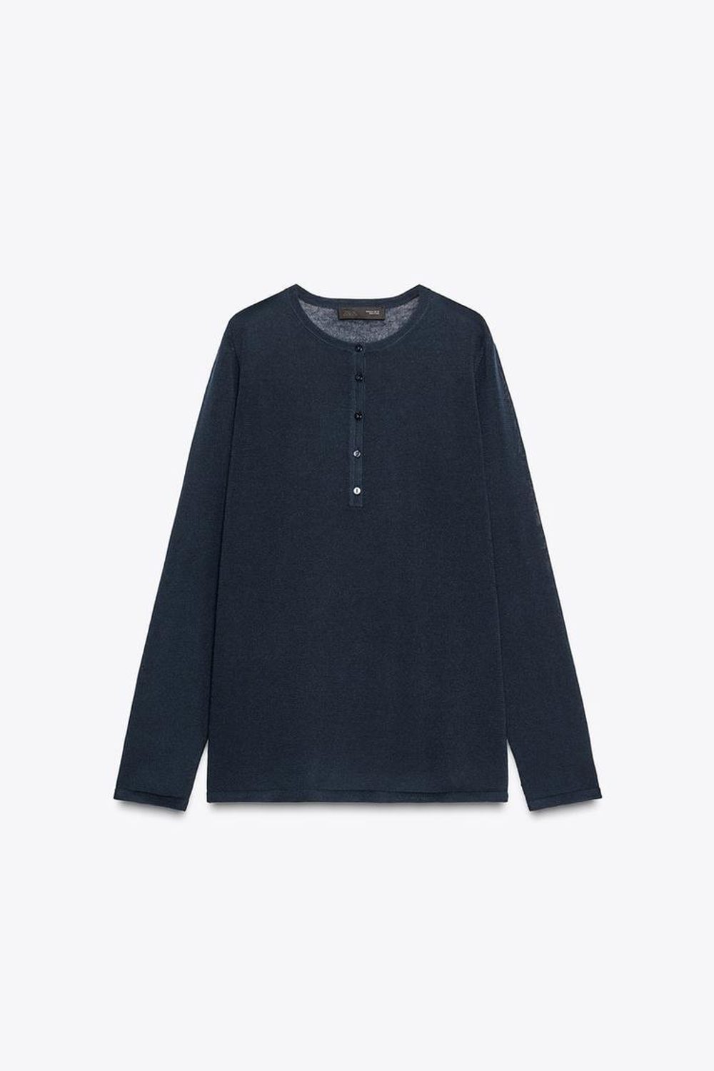 ZARA ОДНОТОННЫЙ ТРИКОТАЖНЫЙ ДЖЕМПЕР, МОРСКОЙ СИНИЙ