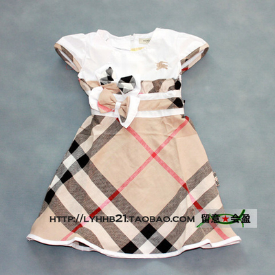 Платье детское в клетку с поясом-бантом и оборкой на талии