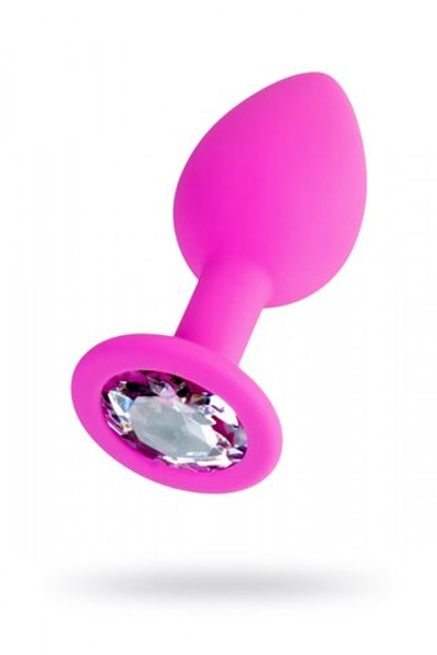 Анальная втулка ToDo by Toyfa розовая с прозрачным кристаллом 7 см