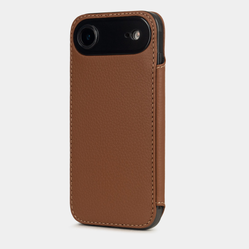 Чехол-книжка кожаная для iPhone 17 Air, теленок цвета карамель