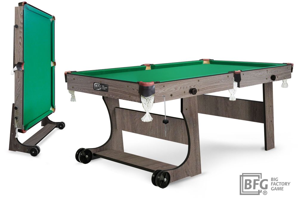 Бильярд BFG Compact Light 6 (Анкор) (Пул, анкор темный (ЛДСП), ЛДСП_16, Manchester 45 Yellow green ш1,98м, Х/б сетка)