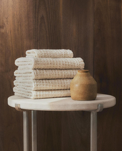 Zara Home - Полосатое вафельное банное полотенце, бежевый, 50х90 см