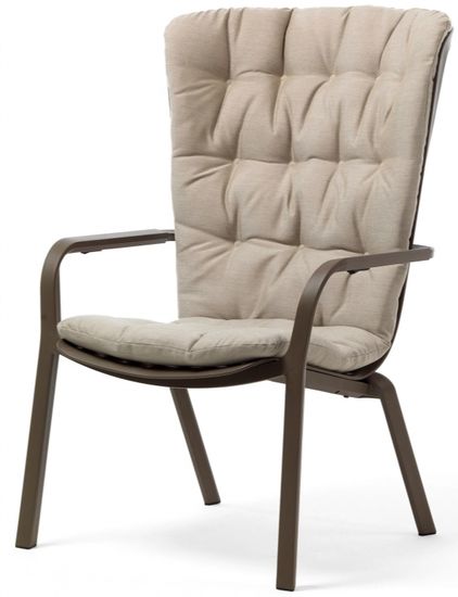 Лаунж кресло Folio коричневое пластиковое с бежевой подушкой Nardi Италия