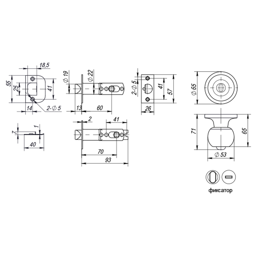 Ручка защелка DK672 MAB-BK (6072 MAB-B) (фик.) мат. бронза