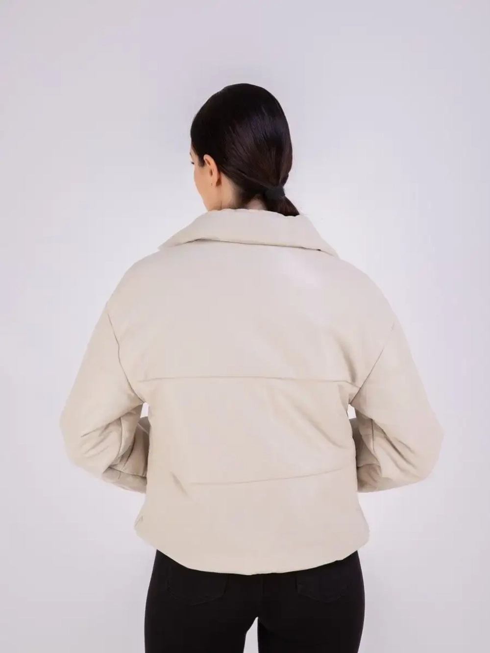 Куртка женская кожаная натуральная стеганая короткая Турция