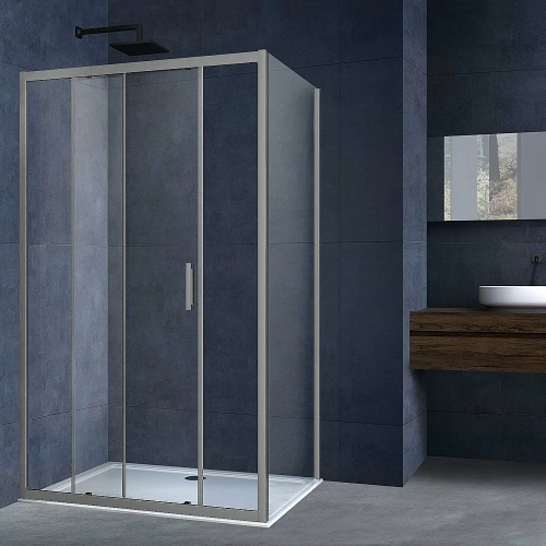 Душевой уголок Vincea Alpha VSR-3AL9011CLGM 110x90 стекло прозрачное/профиль вороненая сталь