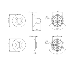 Ручка поворотная BK6.R.TL54 (BK6 TL) BL-24 черный