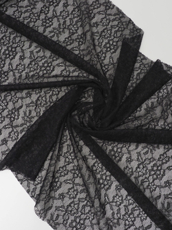 Гипюр эластичный черный ширина 145 см